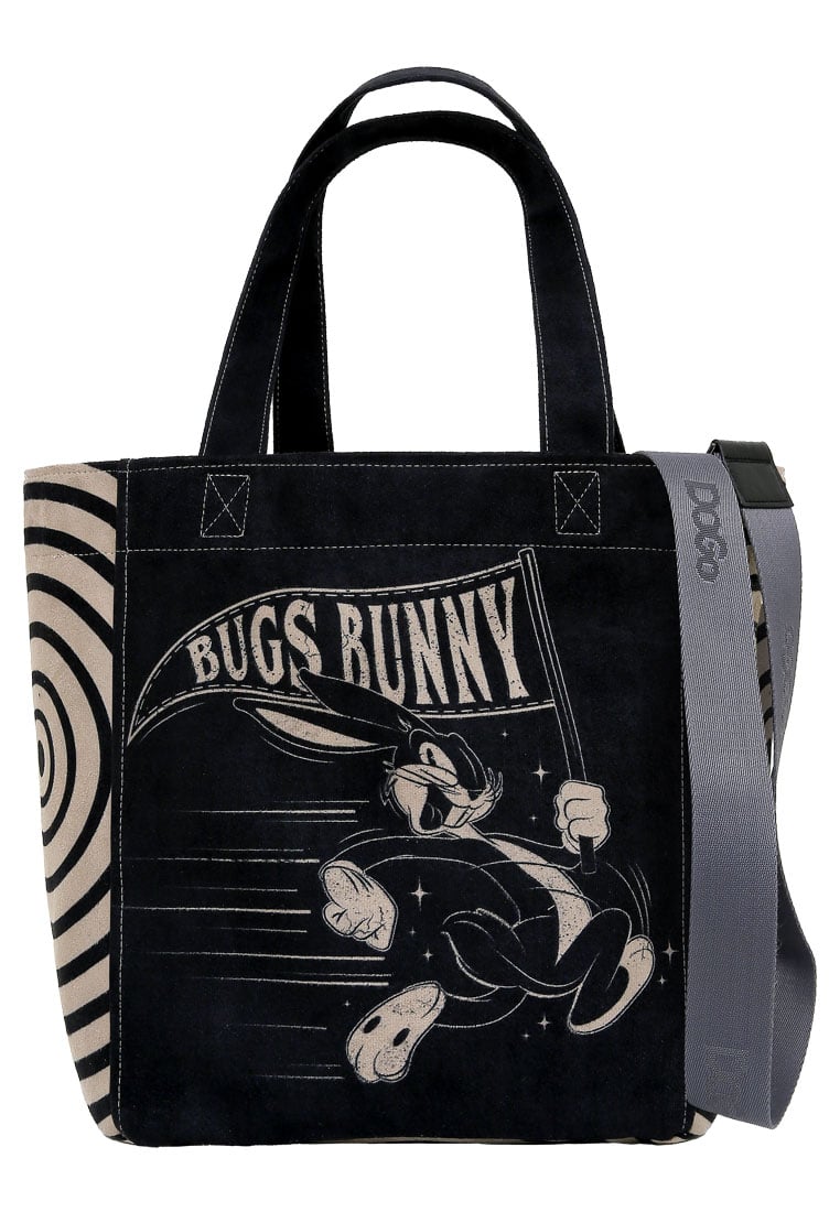 Women Vegan Black Large Tote Bag - Warner Bros What's Up