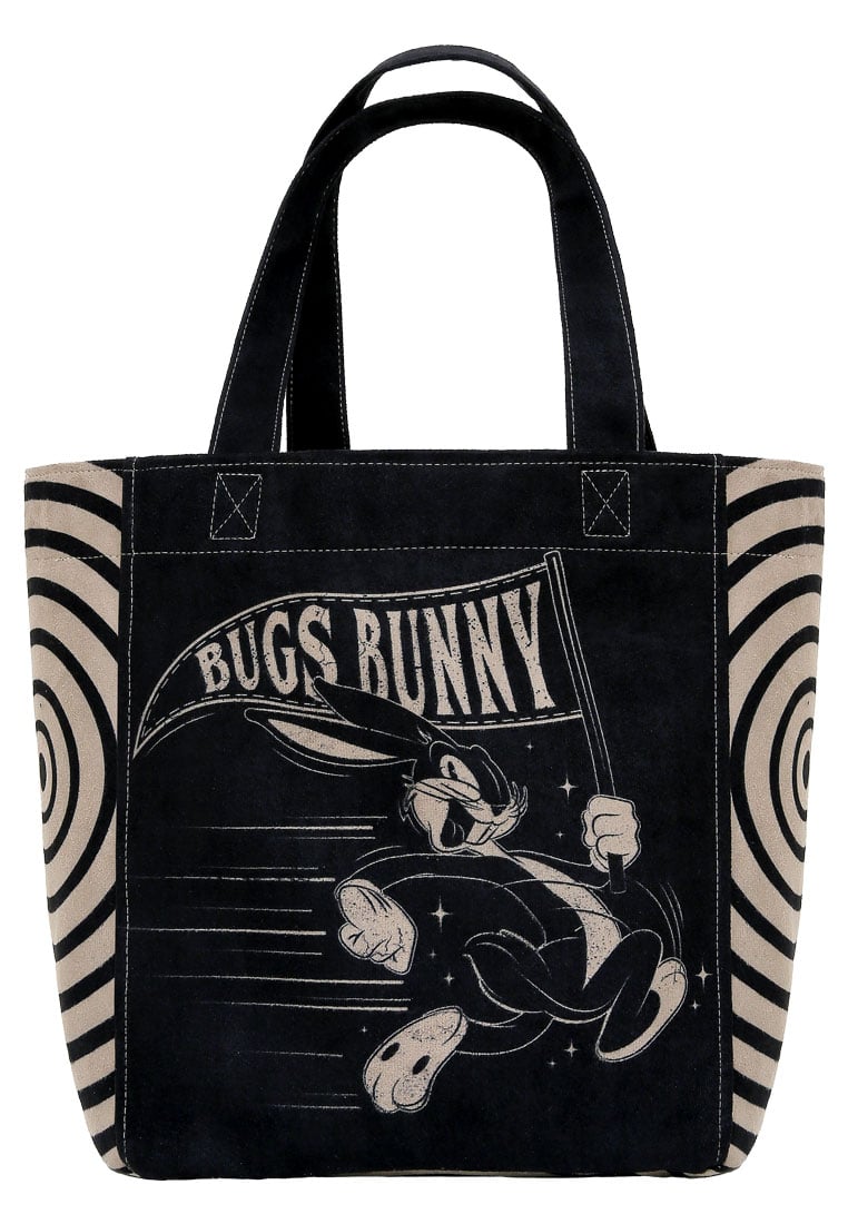 Women Vegan Black Large Tote Bag - Warner Bros What's Up