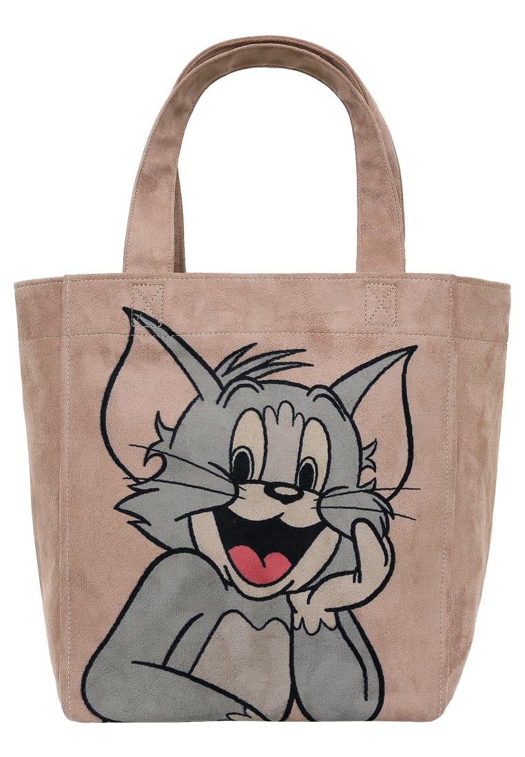 Women Vegan Cream Large Tote Bag - Warner Bros Smiles and Whiskers Design